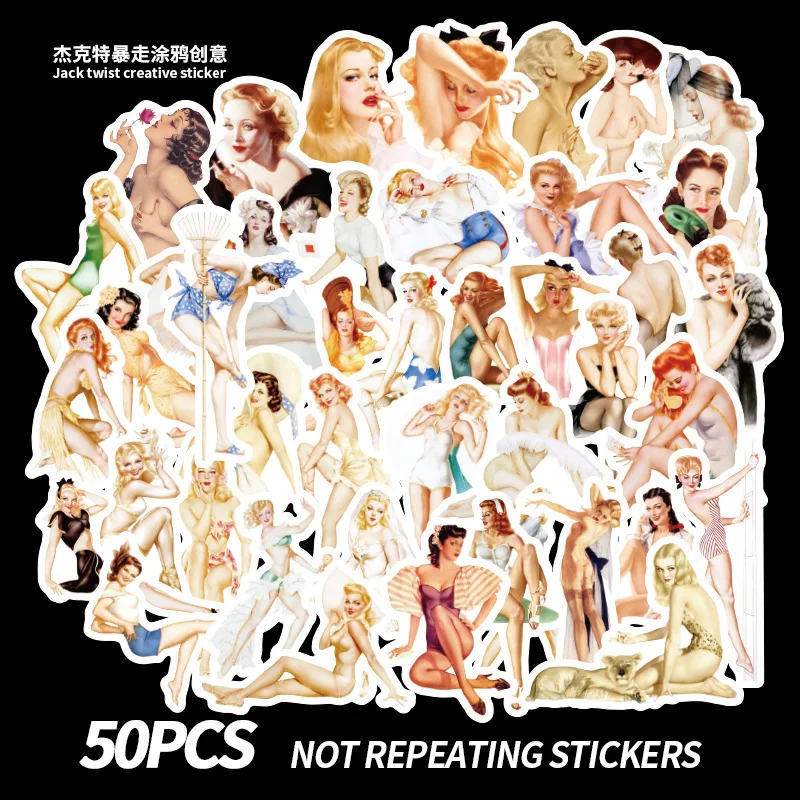 

50Pcs Fashion Sexy Girls Beauty Lady Stickers DIY Waterproof Sexy Stickers For Mobile Phone Car Laptop Luggage Bicycle Guitar
