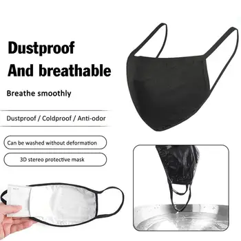 

High-quality Cotton Black Breathable Mask Outdoor Face Mask Masque For Men Women With Replaceable Activated Carbon Filter