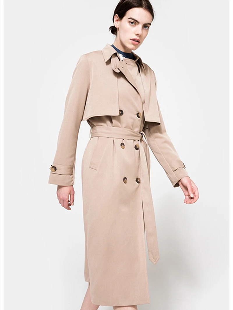 Осень, новое Брендовое модное женское классическое двубортное пальто, водонепроницаемый плащ, деловая верхняя одежда