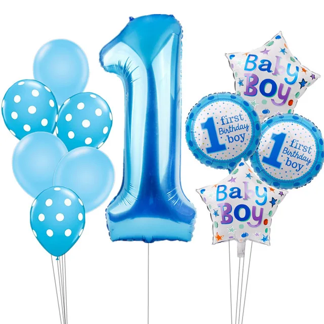 Один год День рождения Висячие бумажные флаги баннер Гирлянда для детей день рождения 1 год день рождения шляпа вечерние украшения - Цвет: 11pcs blue boy