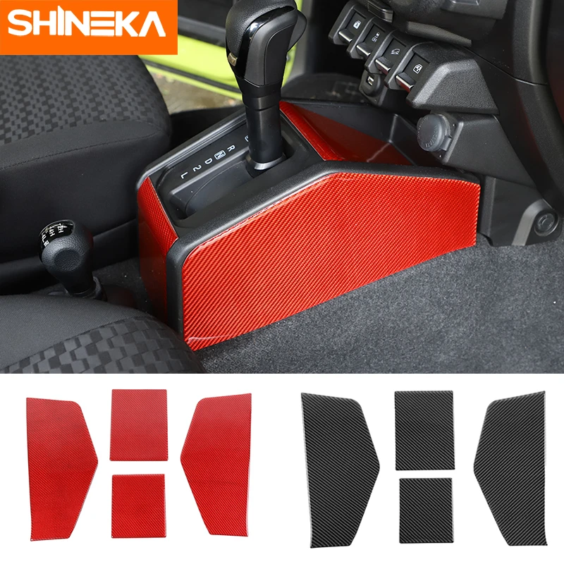 

SHINEKA Interior Mouldings For Suzuki Jimny 2020Carbon Fiber Car Gear Shift Side Panel Decoration Sticker For Suzuki Jimny 2019+