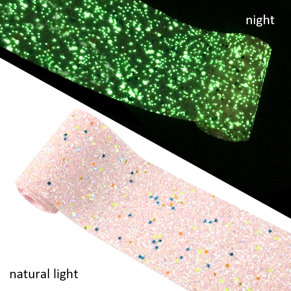 75 мм 10 ярдов(отключен) блеск светится в темноте кожа ткань DIY обертывание/вечерние/волосы лук украшение чехол для телефона, 10Yc8022 - Цвет: 1094074006