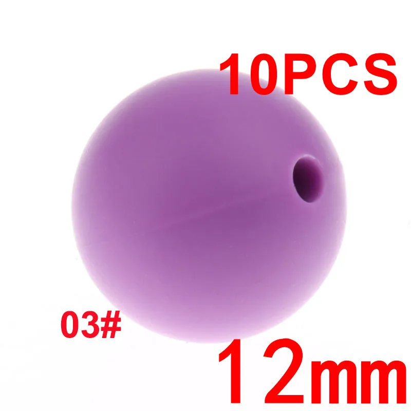 03 Medium Purple Fkisbox, 10 шт., 12 мм, жемчужный Силиконовый круглый Прорезыватель для зубов для детей, Бисероплетение без бисероплетения, подарок для младенцев, прорезыватель, подвеска, ожерелье, ювелирное изделие, Mordedor - Цвет: 03 Medium Purple