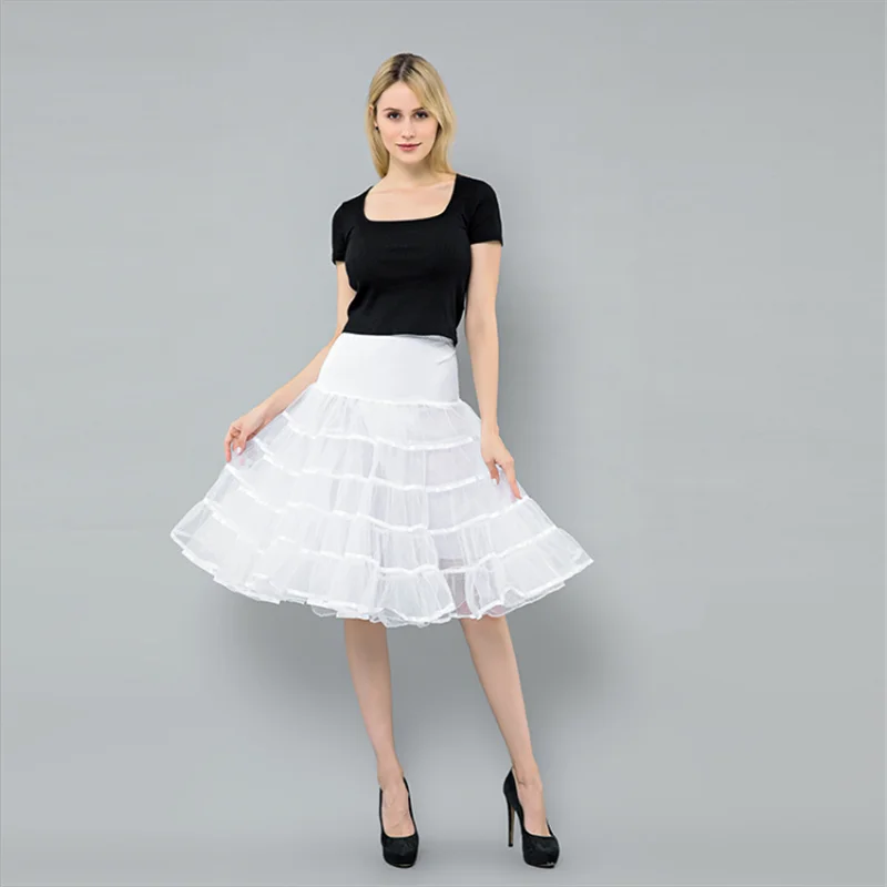 summer women's sweet girl knee crystal yarn pleated skirt stretch high waist black / white casual tulle skirt - Цвет: Белый
