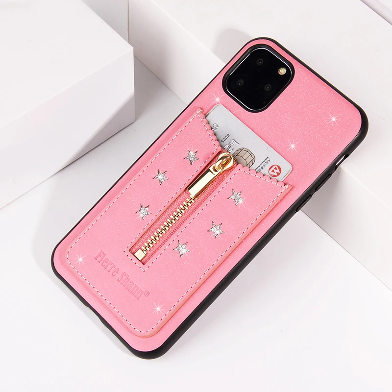 Luxury Bling Star Case For iPhone 11 Pro Max Leather Phone Case Back