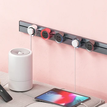 

CN LED Plug Electrical 5 Sockets Outlet Moverable Adapter for 100cm Wall Mounted Power Track Black Silver Gray Champagne Q