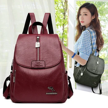 

Casual Designer Backpack Women Leather Backpacks Mochila School Bags for Teenager Girls Travel Backpack Retro Bagpack Sac A Dos