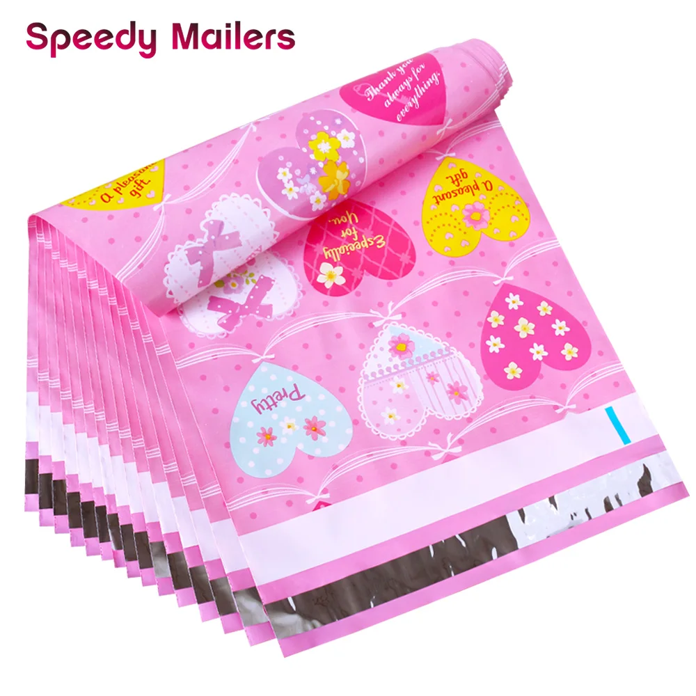 Speedy Mailers 260*330 мм 10x13 дюймов модный розовый узор в виде сердца поли