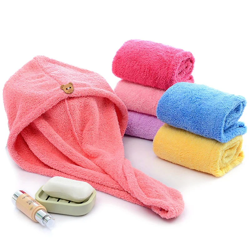 Hair Turban Towel Microfiber Hair Wrap Bath Towel Absorbent Cap Hat 