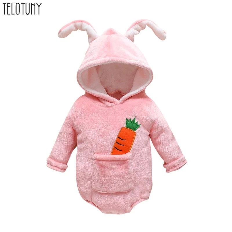 

Telotuny Newborn Infant Baby Boys Girls Warm Coat Romper Long Sleeve Cartoon Fleece Hooded Romper Bodysuit Coat For Girls