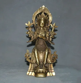 

wedding decoration Tibet Buddhism Bronze Gilt Amitabha Buddha Kwan-Yin Guanyin Bodhisattva statue