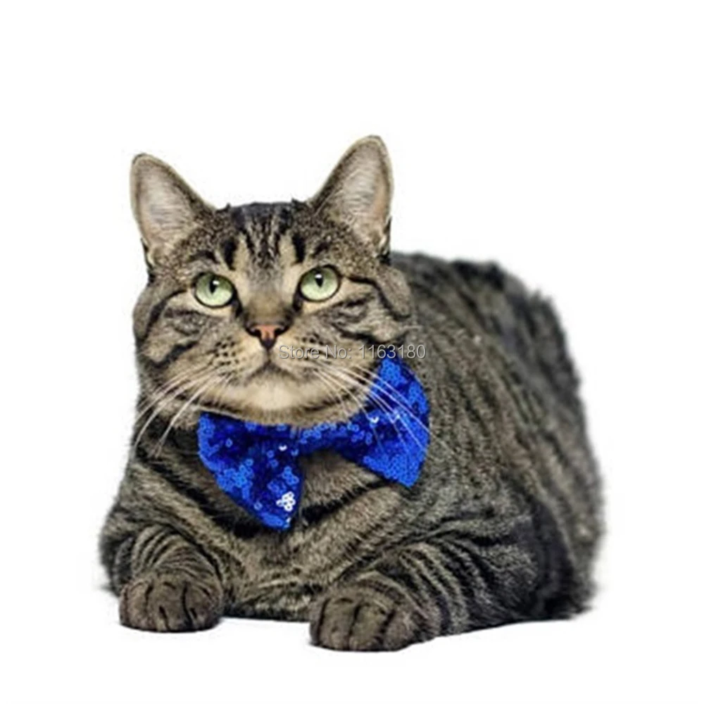

100 pcs/lot Fashion Sequin Pet Bowtie Cat Bow Tie Pet Collar Tie For Birthday Christmas Pet Clothing Accessories Pet Supplies