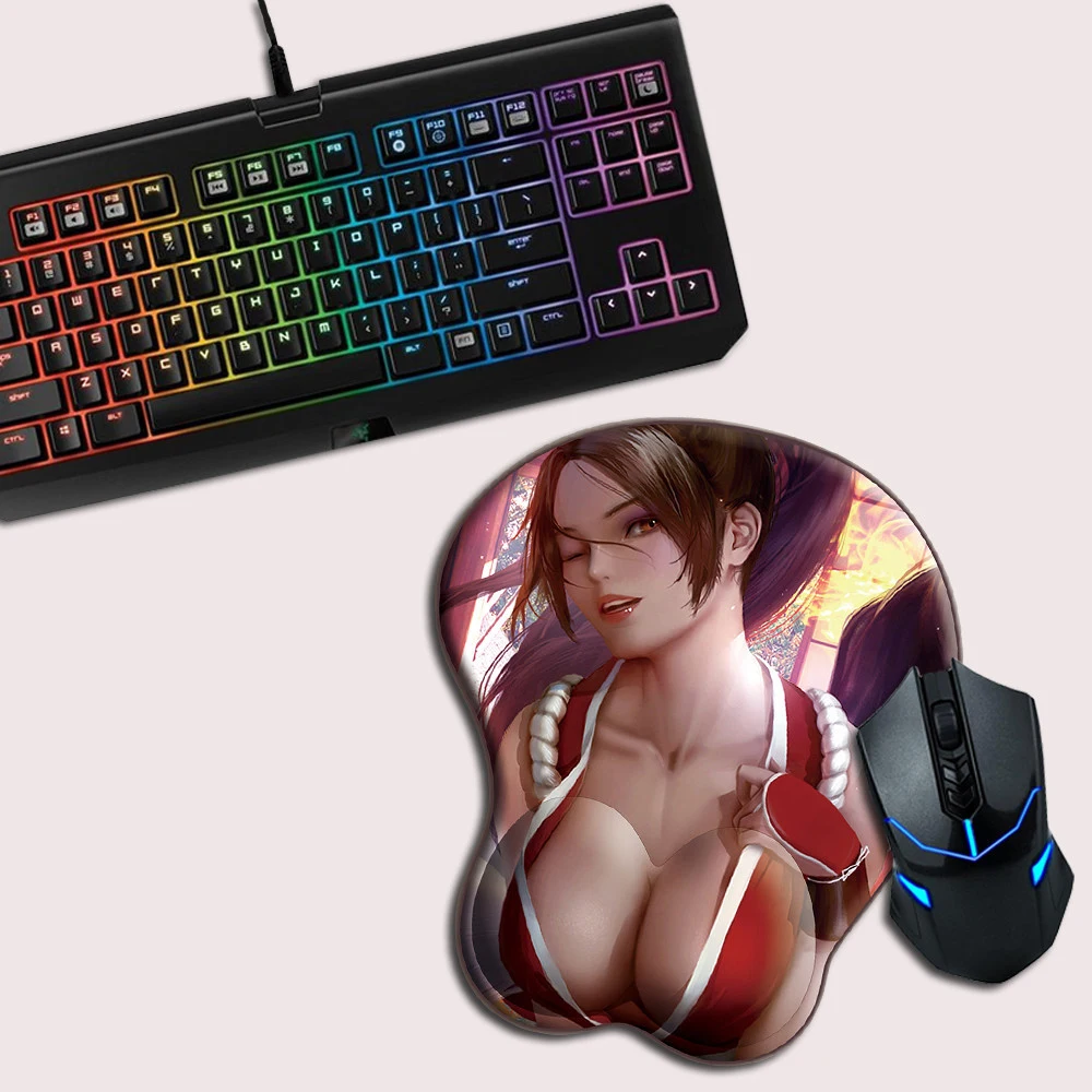 FFFAS 3D Wrist Rest Mouse Pad Mat Classical Game Silica Gel Sexy Anime Girl Oppai Breast Mousepad for Laptop PC USA