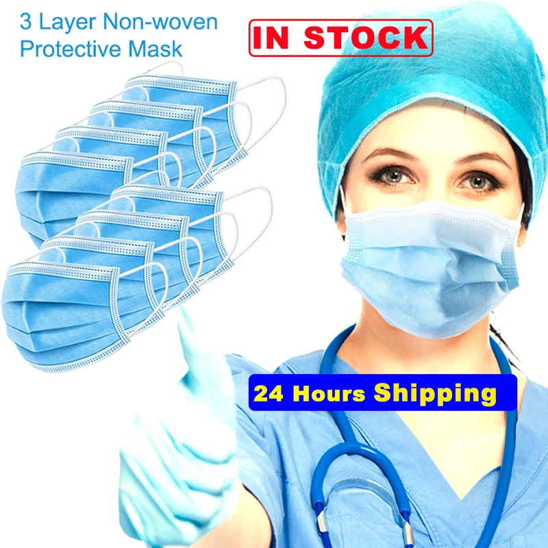 

In Stock Masks Thickened Disposable 3 Layer Protective Non-woven Face Mouth Masks Dust-Proof Safety Masks Nose Proof Masks