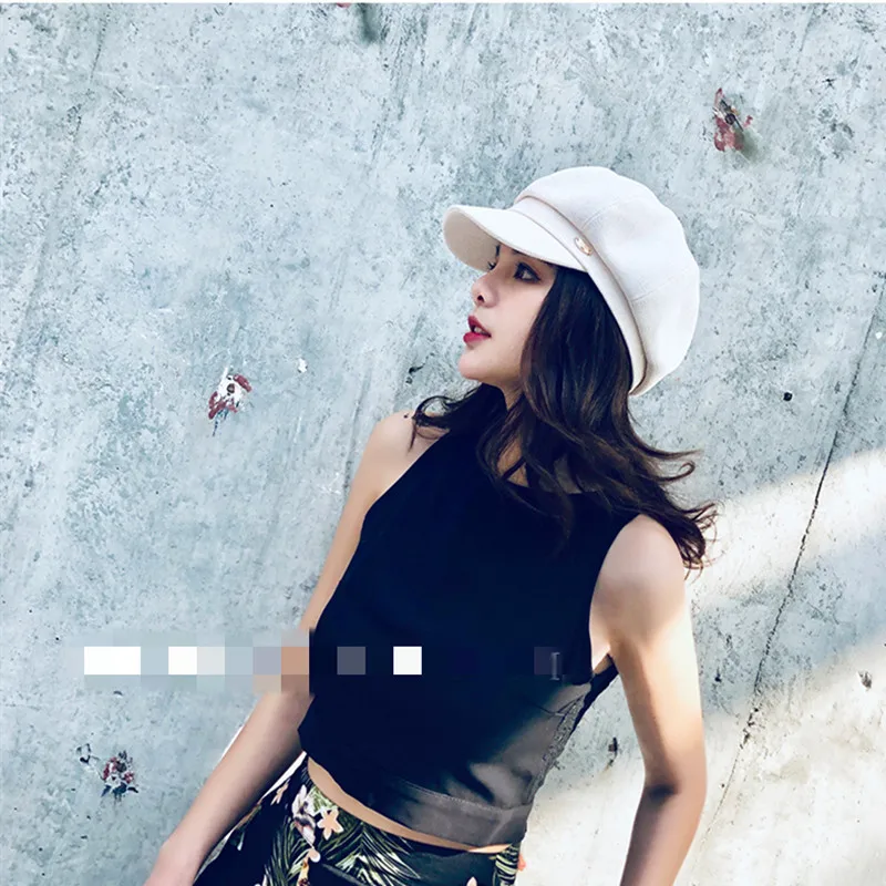 

Octagonal Cap Children Spring And Summer Cotton Linen Beret Korean-style Versatile England Street Cool Cricket-cap Painter Cap N