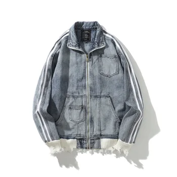 

EWQ / High Street Men's Loose Coat Do Used Denim Patchwork Long Sleeve Jacket 2019 Autumn New Fashion For Men And Women 19H-a87