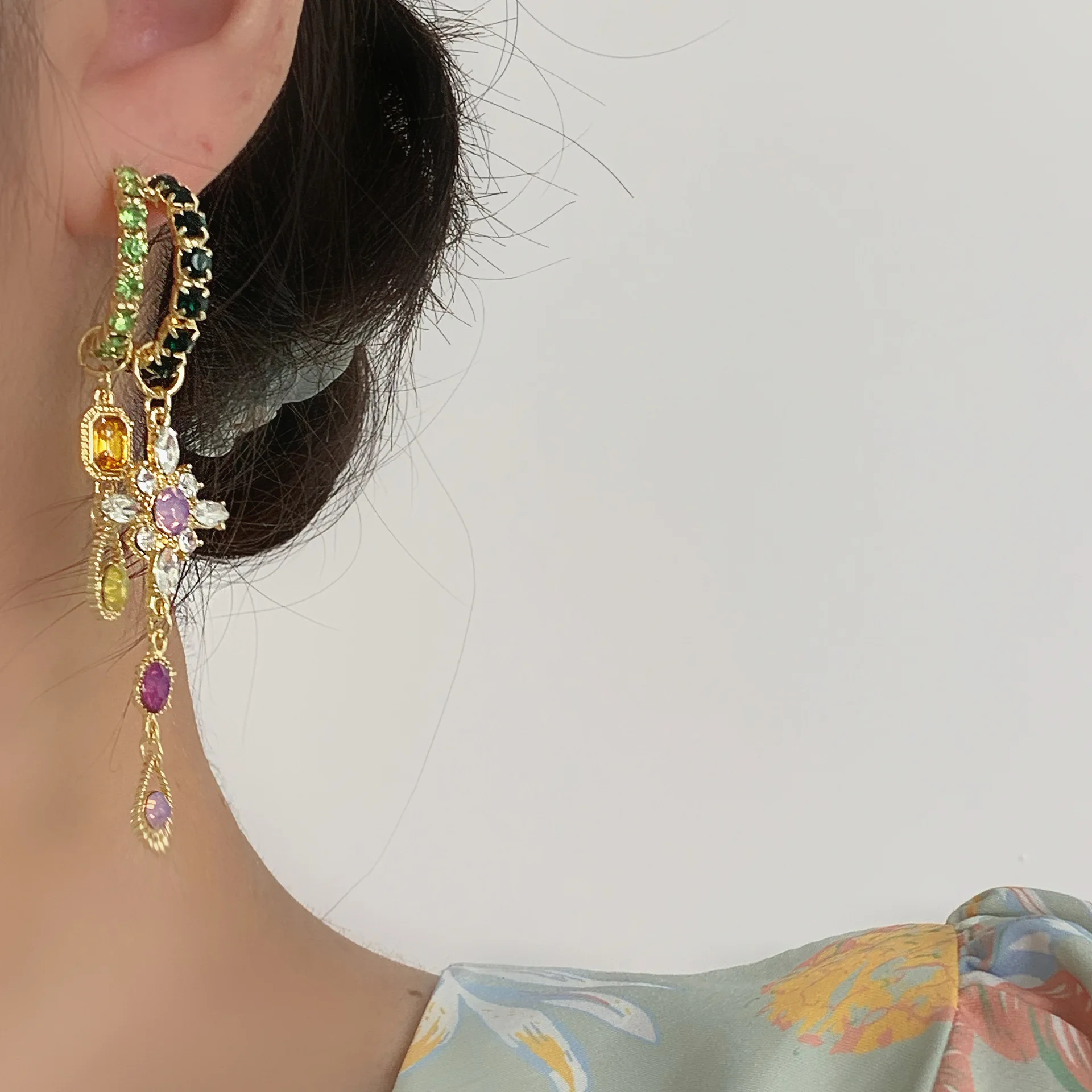 Baroque Crystal Long Earrings Temperament Fashion Jewelry Statement