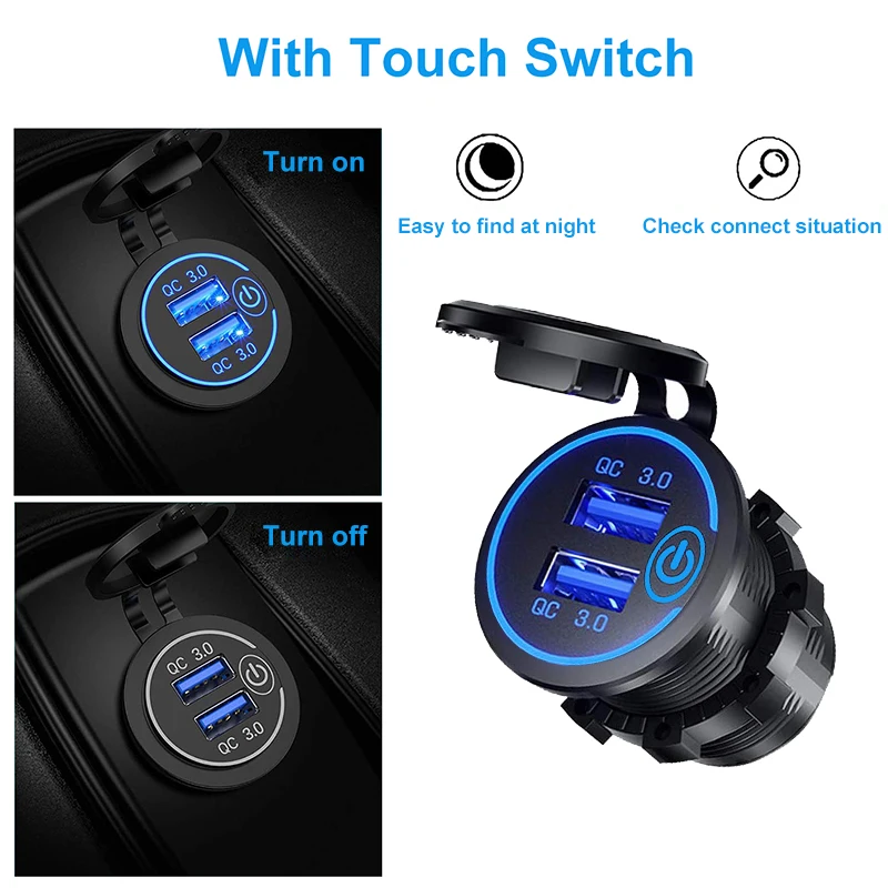   3.0  USB  ܼƮ ġ ġ  12V/24V USB   DIY ŰƮ ڵ Ʈ  