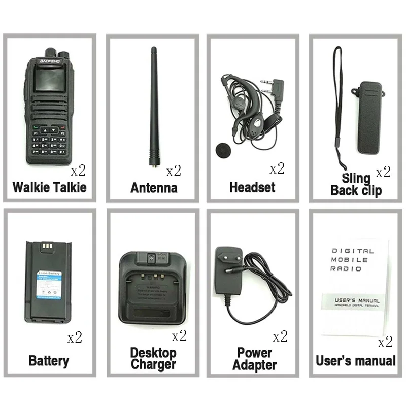 2 piece 2 шт. Baofeng DM-1701 цифровой аналоговый иди и болтай Walkie Talkie “иди и Dual Band Dual Time slot DMR радиостанции радио Comunicador Profiss Uniden - Цвет: 2 piece