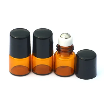 

1pcs 1ml Mini Amber Roll on Glass Bottles for Essential Oils Roller Refillable Perfume Roller Bottle Deodorant Contain