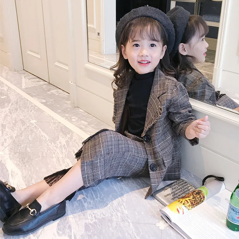 

Girls Suit 2019 Spring Clothing New Style Korean-style Children Big Boy Western Style Little Girl Suit Two-Piece Set Fashion