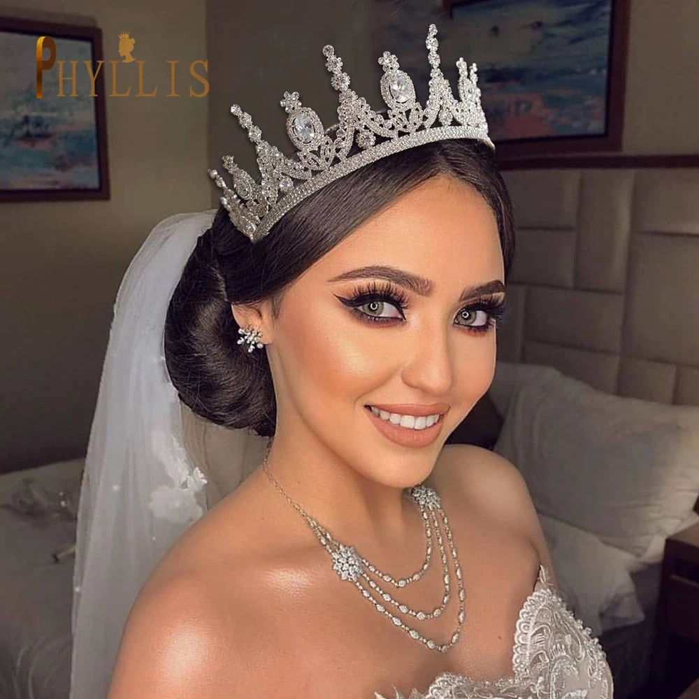 A213 Zircon Wedding Round Crown Luxury Diadem Headband Rhinestone Headpiece Bridal Headwear King Tiaras Princess Hair Jewerly hair accessory,hair headdress,bridal headwear,hair band crown,jewelry accessories