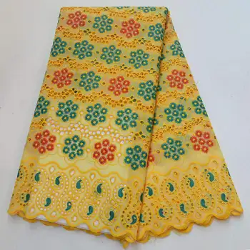 

Nigeria Yellow color Swiss Cotton Lace High Quality Swiss Voile Laces in Switzerland African Dry Lace Fabric for Man Women AWS04