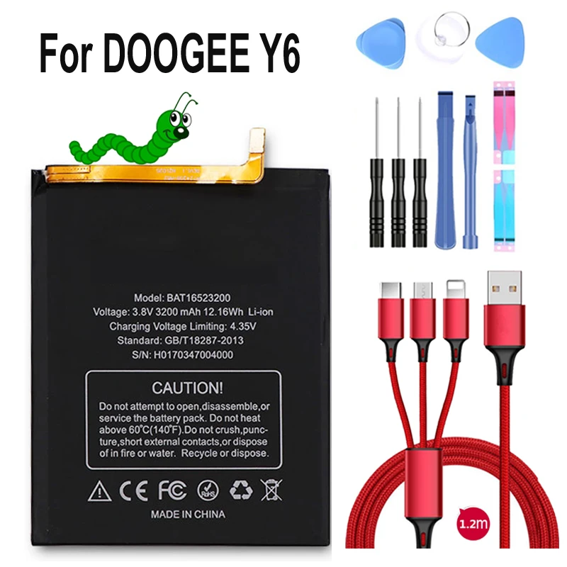 Новая батарея BAT16523200 MTK6750 Замена 3600mAh части батареи Для DOOGEE Y6 Y6C Y6 пианино смартфон+ USB кабель+ набор инструментов