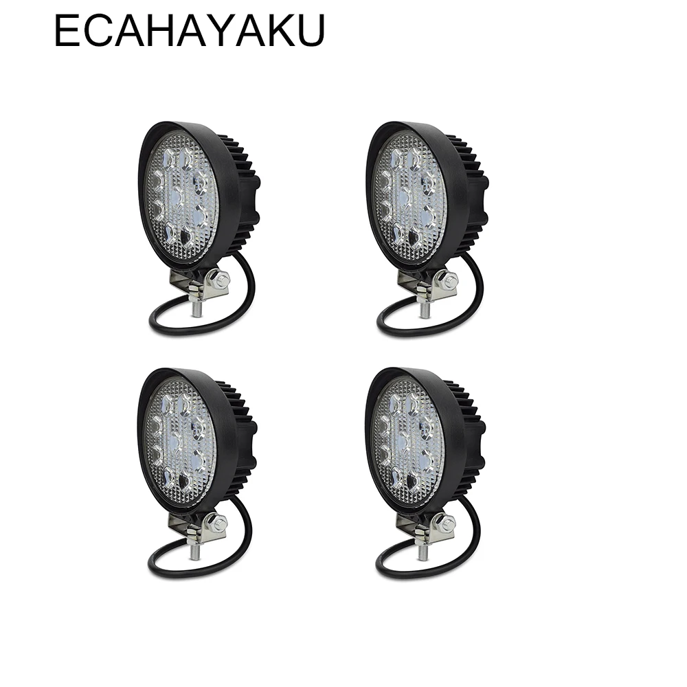 ECAHAYAKU 4 шт. 27 Вт точечная Светодиодная рабочая лампа прожектор головной светильник 9x3 Вт Рабочий светильник 45 мм для бездорожья 4x4 ATV Трактор Поезд Автобус Лодка ATV UTV
