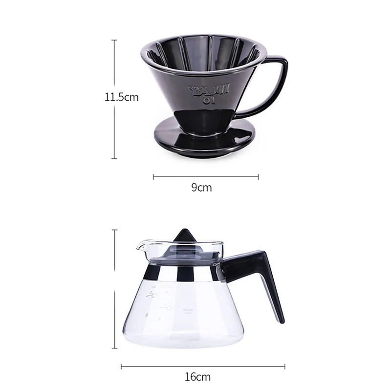 MICCK 1 Набор V60 стеклянный кофейник, кофейник с фильтром, портативный термостойкий мокко чайник, кофейные инструменты, кофейники