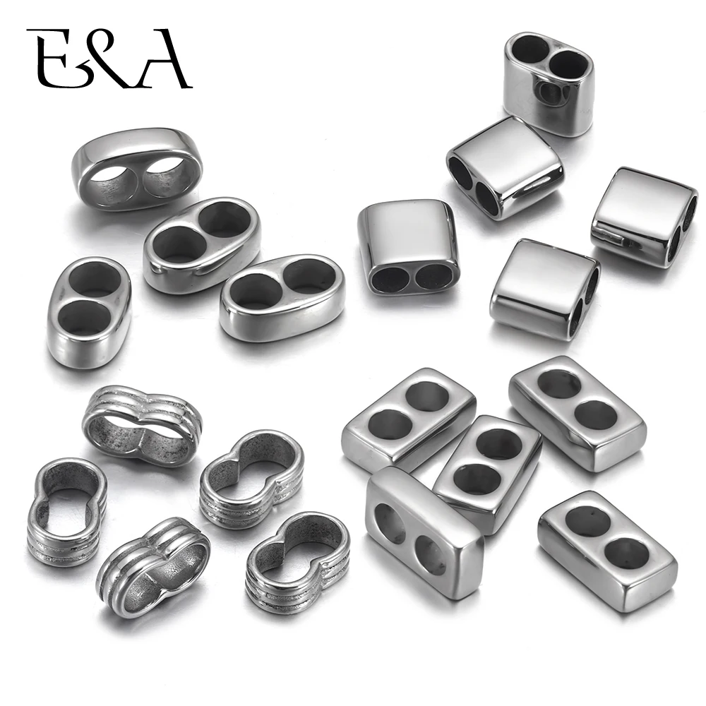 Кожаный шнур бусины с двойным отверстием 4 мм для изготовления браслетов