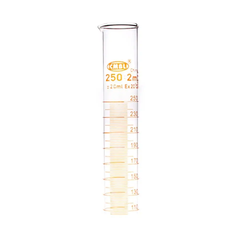 250ml Glass Measuring Cylinder With Graduation & Spout Mouth Lab Chemistry Glassware