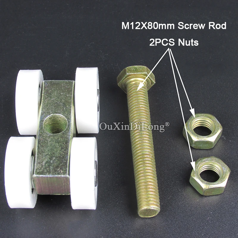 Description Picture 6 of item4PCS Heavy Industrial Hanging Rollers Nylon Bearing Silent Sliding Door Rollers Folding Door Guide Rail Wheel Pulleys Load 200KG
