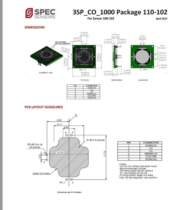 SPEC CO датчик угарного газа 3SP_CO_1000 посылка 110-102 110-109