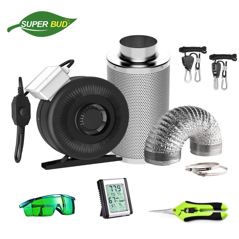 4'' 5'' 6'' 8'' 10'' 12'' Air Carbon Filter& Inline Fan& Ducting