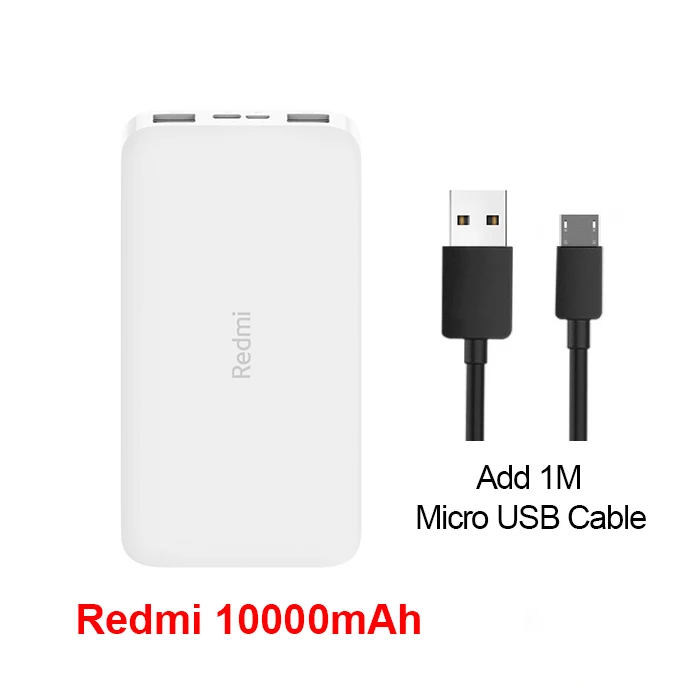 Xiaomi Redmi power Bank 20000 мАч/10000 мАч Двусторонняя 18 Вт Быстрая зарядка Двойной вход двойной USB выход для iPhone samsung huawei - Цвет: 10000mAh Micro USB