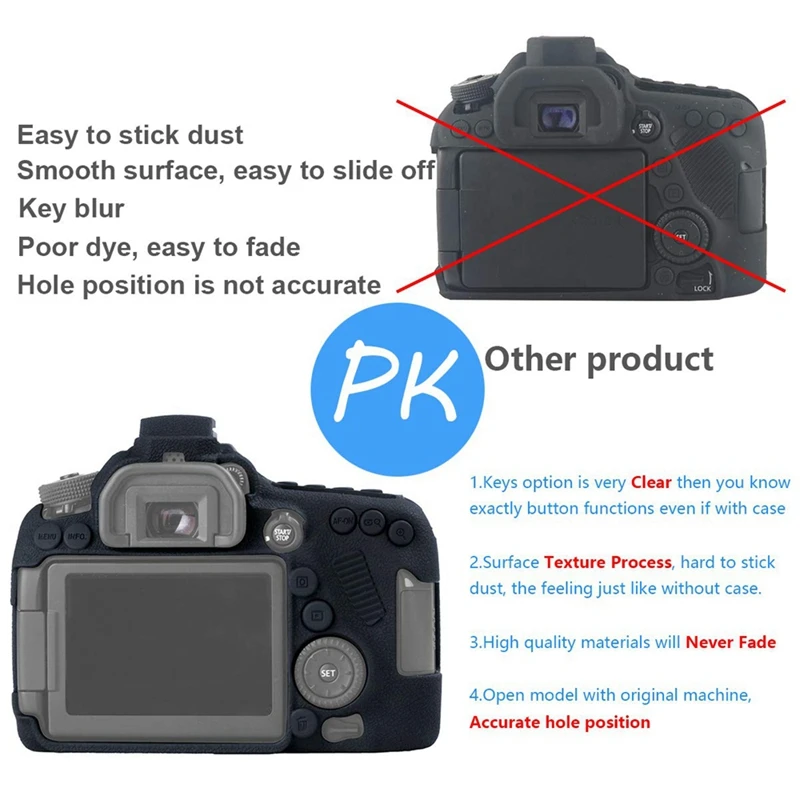 Силиконовый резиновый чехол для камеры для Canon Eos 80D съемный противоударный защитный резиновый чехол для всего тела