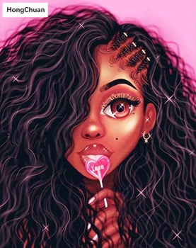 

African lollipop girl 5D diamond painting full square/rounddiamond embroideryhandmade rhinestone DIY mosaichome decoration mural