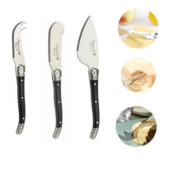 

3pcs Laguiole Style Cheese Butter Spreader 5.9'' 15.9cm Black Plastic Handle Jam Knife Scraper Restaurant Bar Slicer Cutter Tool