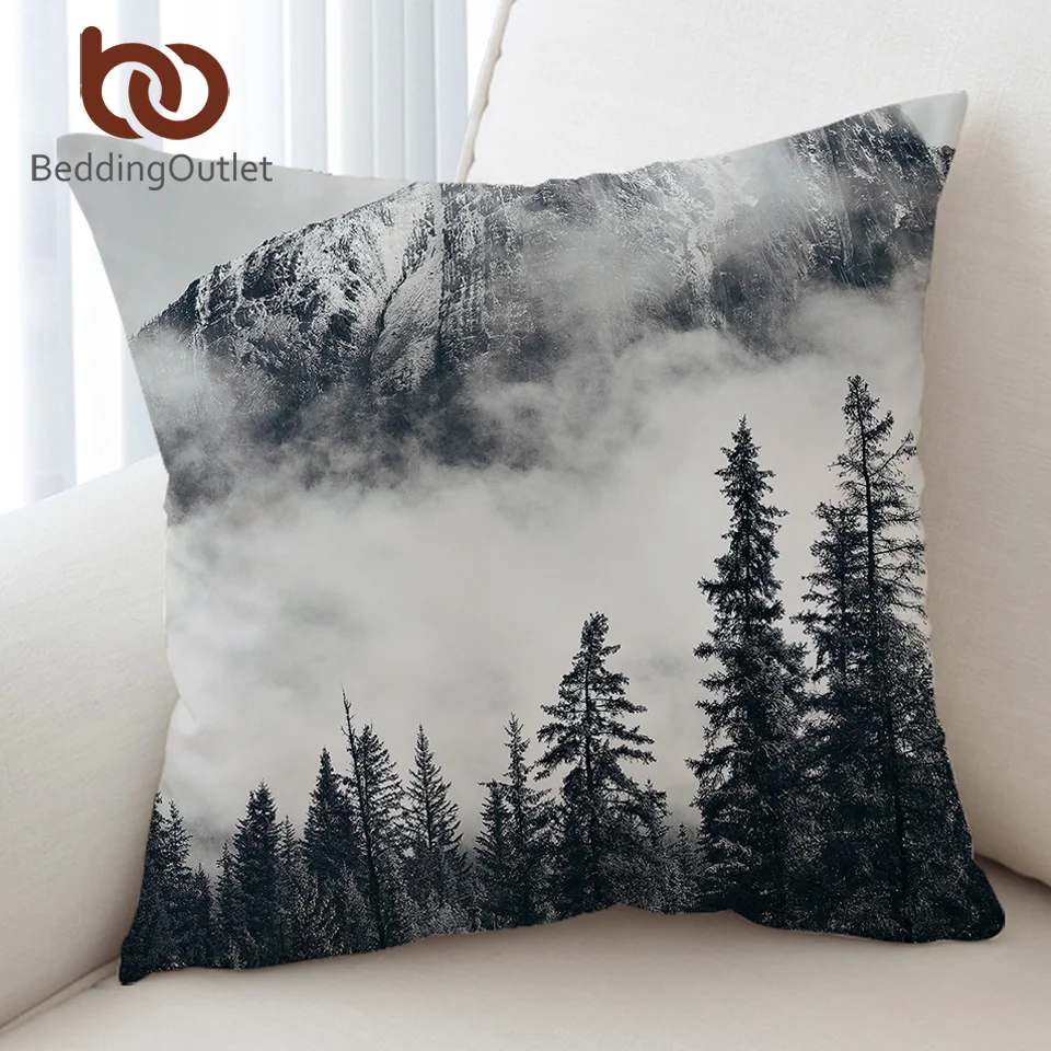 

BeddingOutlet Forest Cushion Cover Foggy Mountain Pillow Case For Sofa Coniferous Tree Throw Cover Nature Beauty Pillow Covers