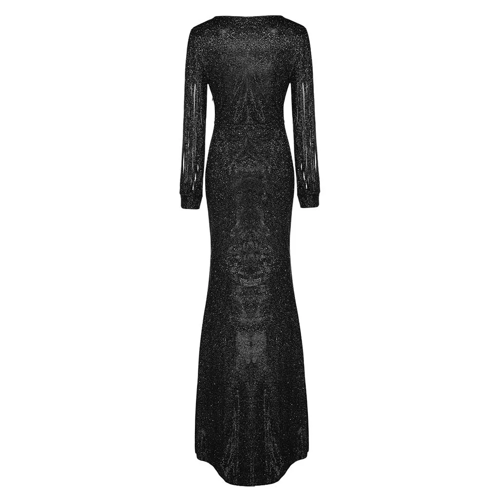 Chamsgend женское винтажное элегантное платье с блестками vestido de festa robe с длинным рукавом шикарное платье вечернее платье#4