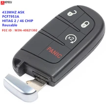 Keyecu inteligente chave remota 3 + 1 botão 433mhz id46 chip fob para dodge challenger viagem 2014 2015 2016 2017 2018 fcc: M3N-40821302