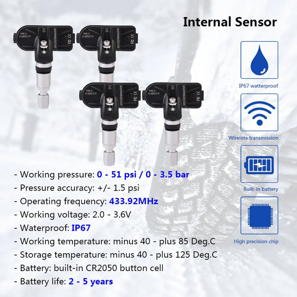USB Android TPMS система контроля давления в шинах Дисплей Сигнализация 5 в внутренние датчики Android навигация Автомагнитола 4 датчика