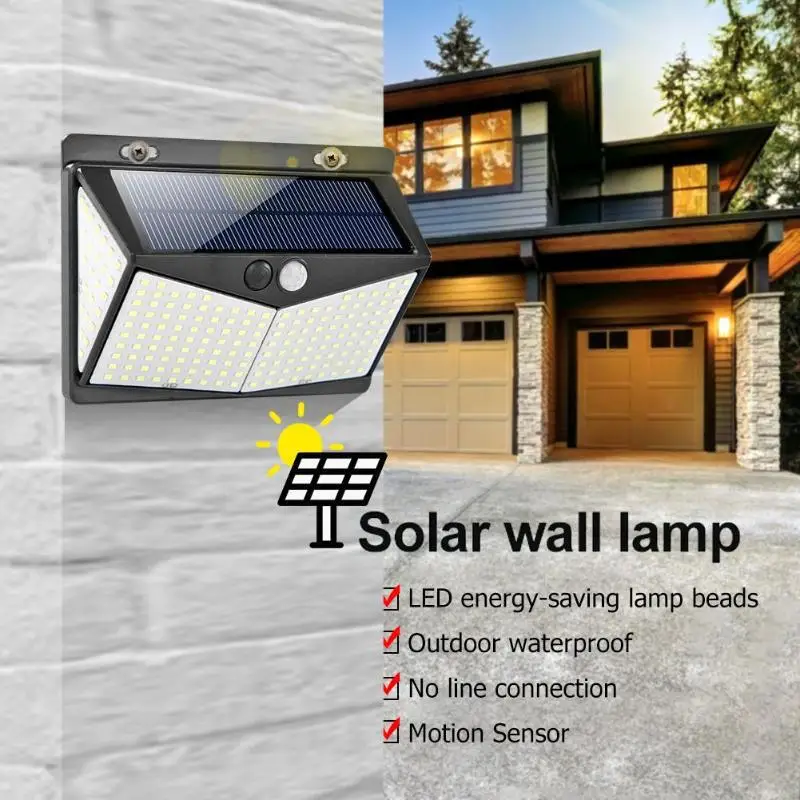 Solar Lamp 208 LED PIR Motion Sensor Lamp Outdoors IP65 Waterproof Solar Garden Lights Emergency Security Light Solar Wall Lamp