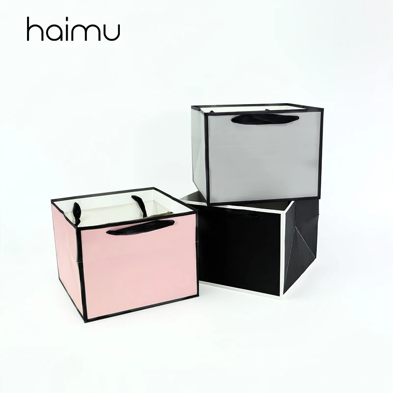 

2pcs Border Square Frame Hands Rectangle Handle Bouquet Florist Valentine's Day Rose Flower Box Gift Packing Decoration