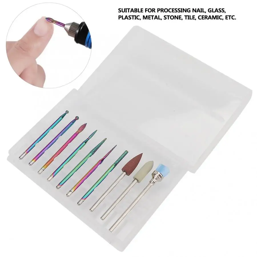 10Pcs Tungsten Alloy Nail Drill Bits Nail Polishing Burr Manicure Pedicure Accessory Nail Art Polish Drill Bits Tool