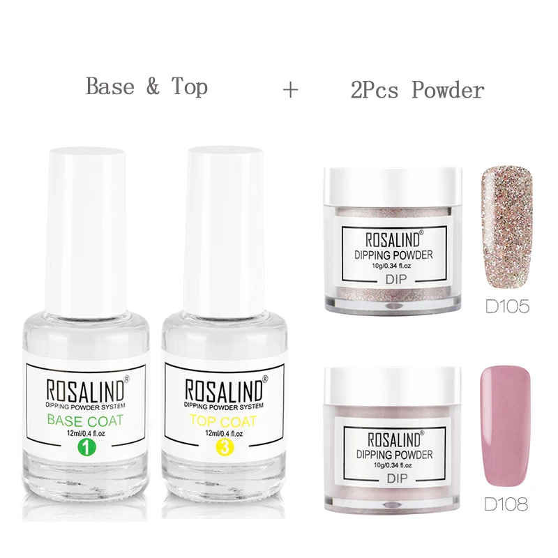 RP-4GELS-03 Набор порошки для ногтей ROSALIND, Базовое покрытие, градиентный французский лак для ногтей, натуральный цвет, голографический блеск, средство для маникюра - Цвет: RP-4GELS-03