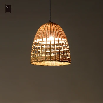 

Delicate Art Craft Small Mini Bamboo Wicker Rattan Pendant Light Fixture Contemporary Japanese Hanging Lamp for Porch Corridor