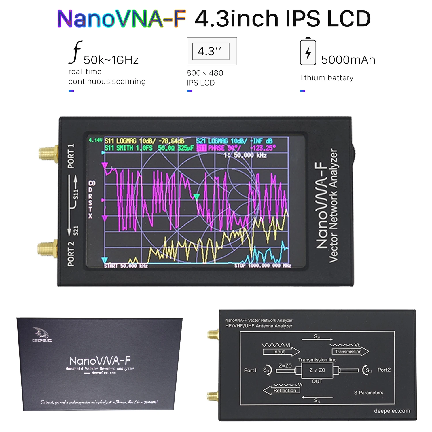 Металлический Чехол NanoVNA-F TFT MF HF VHF Antenna ananzer 4 3 дюйма ручной анализатор сети