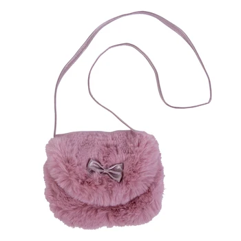 

2020 New Fashion Kids Girl's Mini Bowknot Crossbody Bags Soft Fur Handbags Bag Cute Purse Baby Girls Furry Plush Purses
